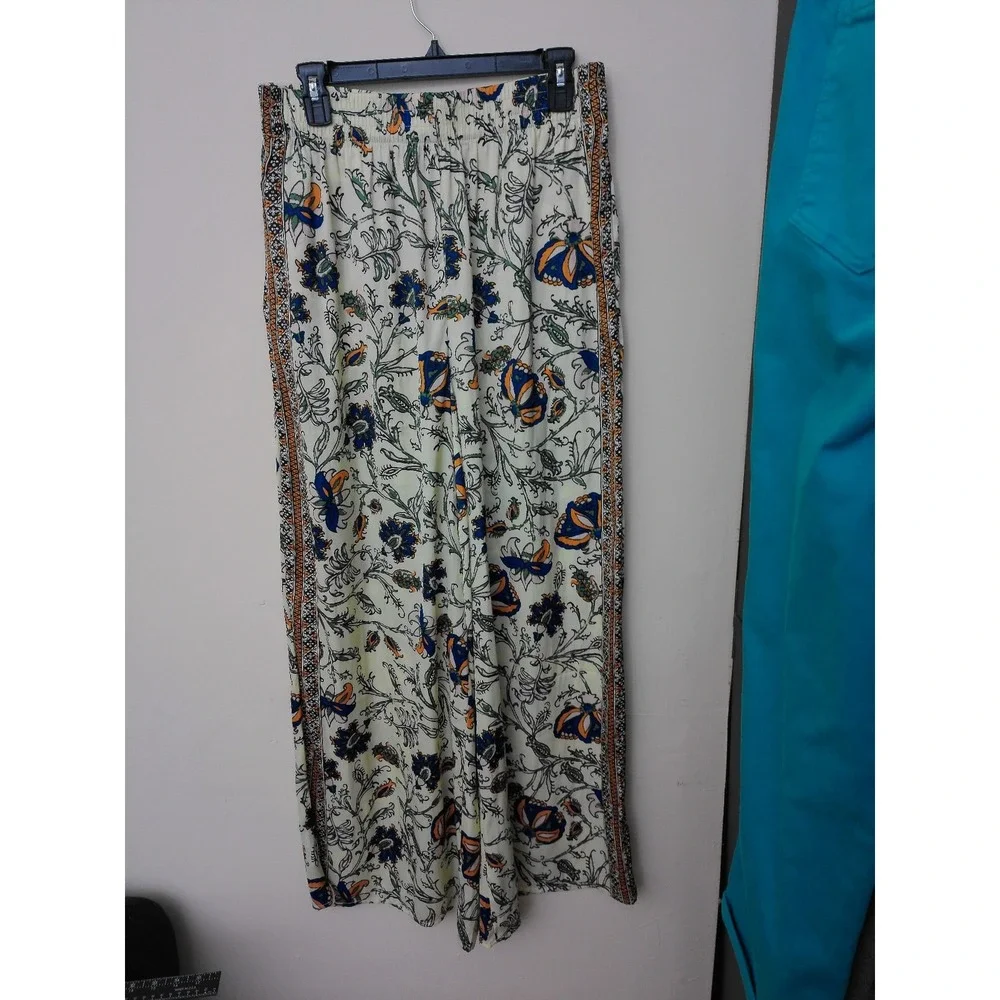 Philosophy Womens Wide Leg Pants Size L Multicolor Floral Boho Smocked Waist NWT